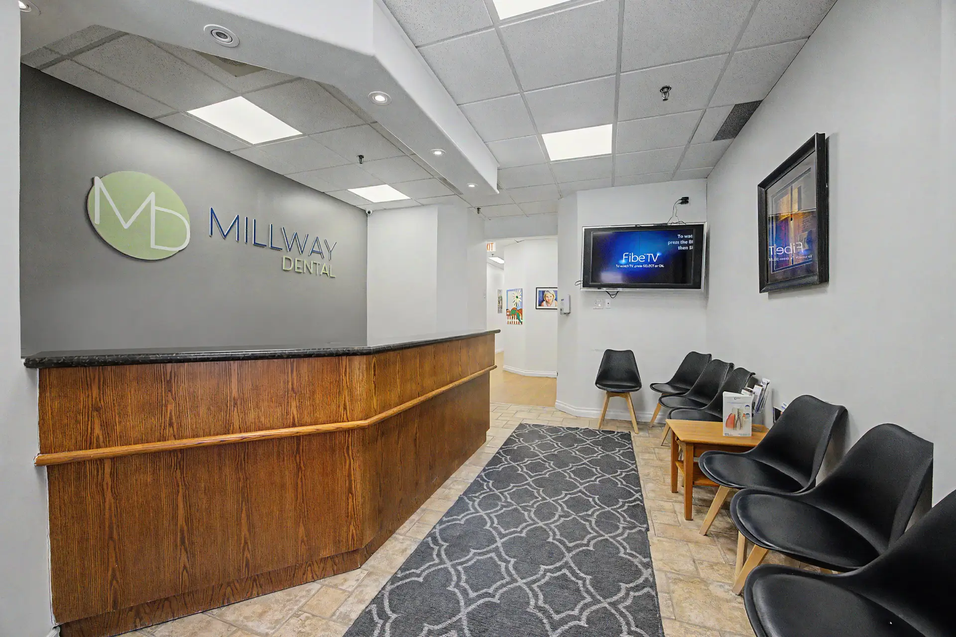 Reception at Millway Dental on Erin Mills Parkway.