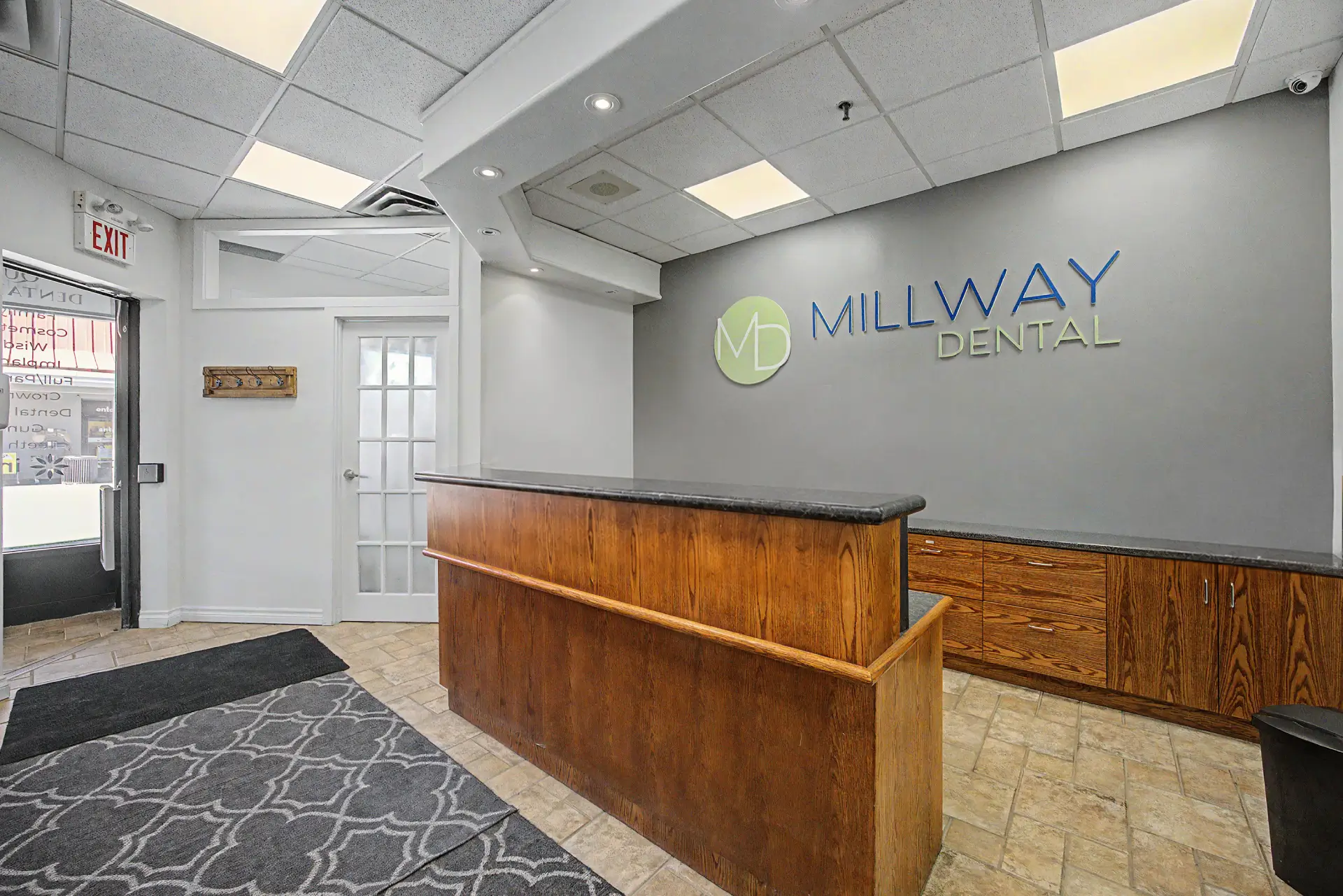 Reception at Millway Dental on Erin Mills Parkway, Mississauga.